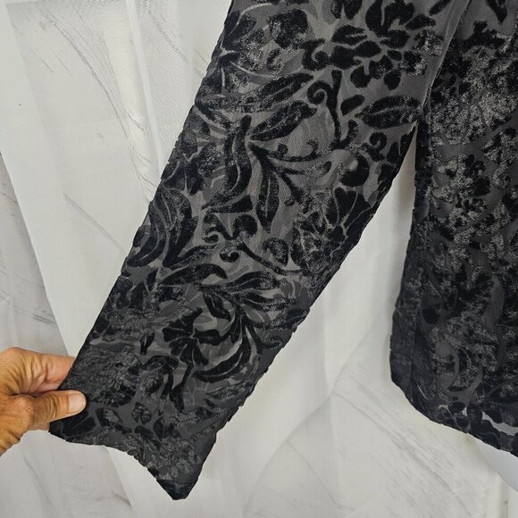 Emma James Blouse Black Velour Flocked Goth Whimsigoth Grunge 12 - Picture 3 of 11